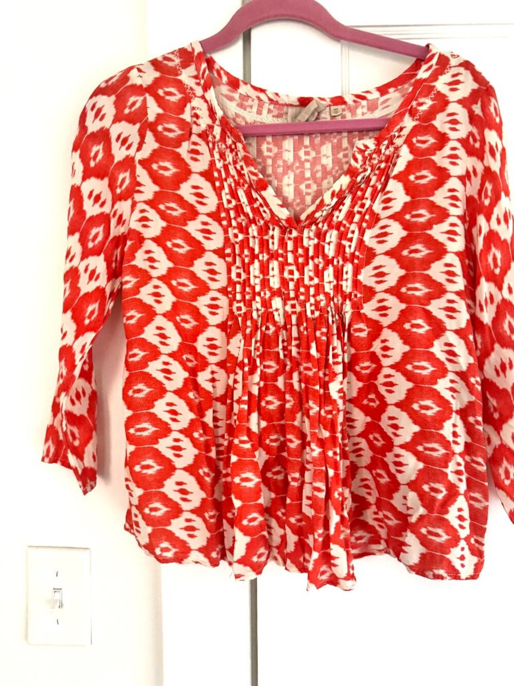 Orange-Red Ikat printed Top, Small